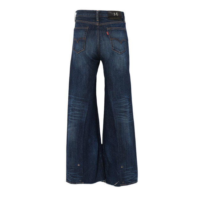 HELIX × WHO WANT IT. LOGO CHARM FLARE DENIM PANTS NAVY
