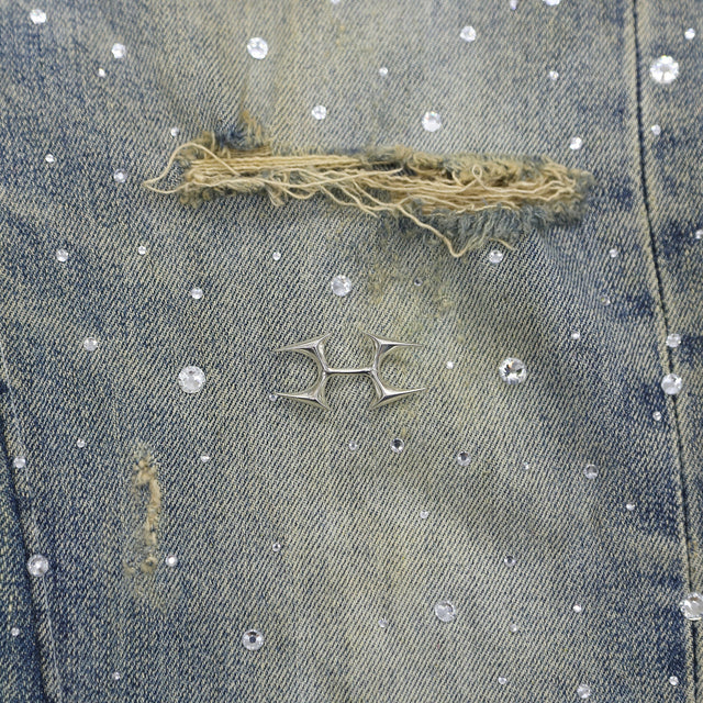 HELIX × WHO WANT IT. CRYSTAL BAGGY JORTS BLUE