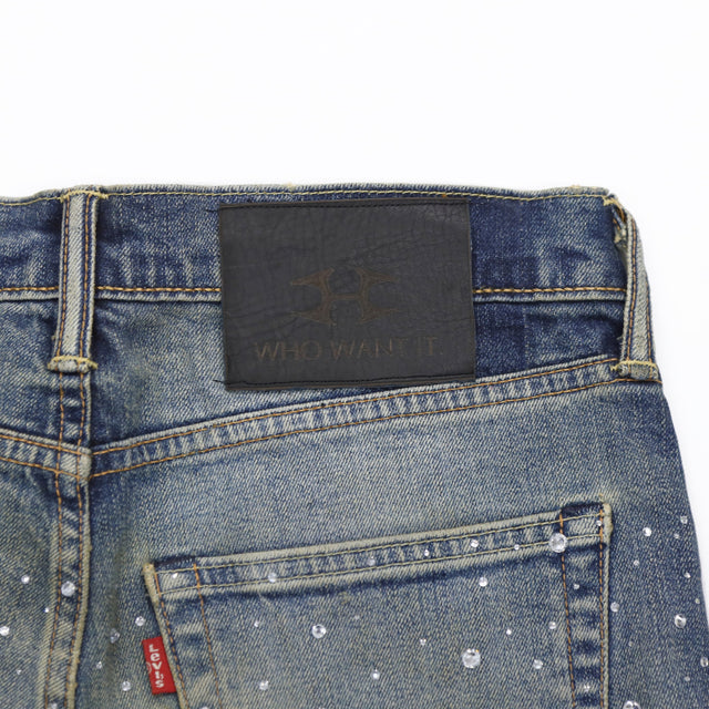 HELIX × WHO WANT IT. CRYSTAL BAGGY JORTS BLUE