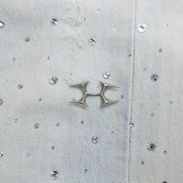HELIX × WHO WANT IT. CRYSTAL BAGGY JORTS WHITE