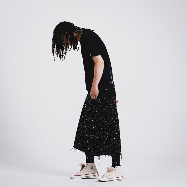 HELIX × WHO WANT IT. CRYSTAL BAGGY JORTS BLACK