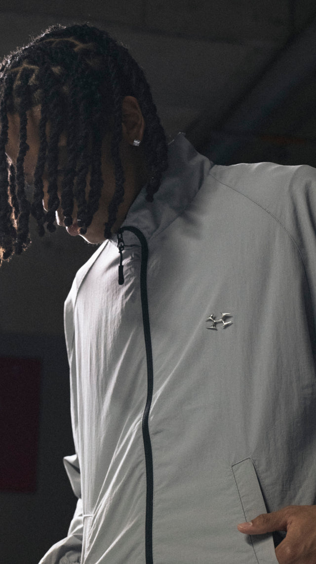 LOGO CHARM NYLON JACKET GRAY