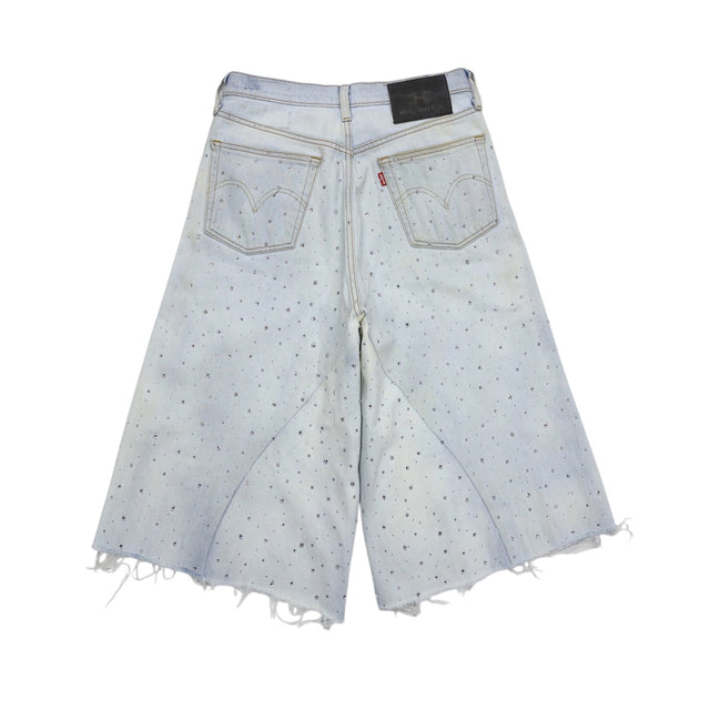 HELIX × WHO WANT IT. CRYSTAL BAGGY JORTS WHITE