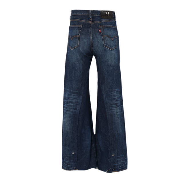 HELIX × WHO WANT IT. LOGO CHARM FLARE DENIM PANTS NAVY