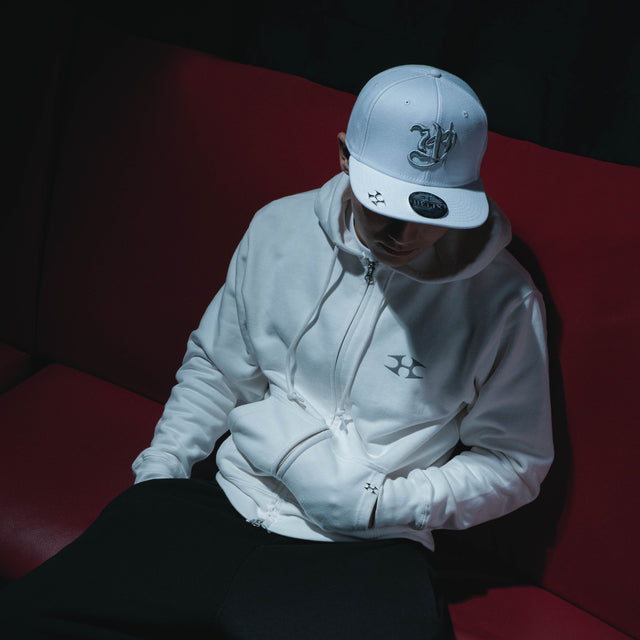 LOGO FOAM PRINT ZIP HOODIE WHITE