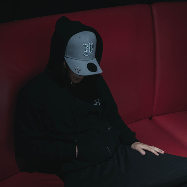 LOGO FOAM PRINT ZIP HOODIE BLACK