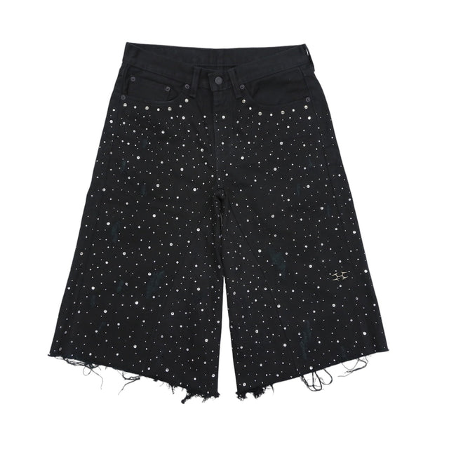HELIX × WHO WANT IT. CRYSTAL BAGGY JORTS BLACK