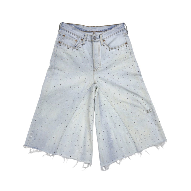 HELIX × WHO WANT IT. CRYSTAL BAGGY JORTS WHITE