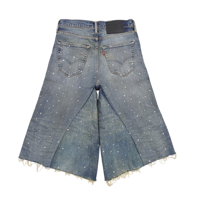 HELIX × WHO WANT IT.  CRYSTAL BAGGY JORTS BLUE